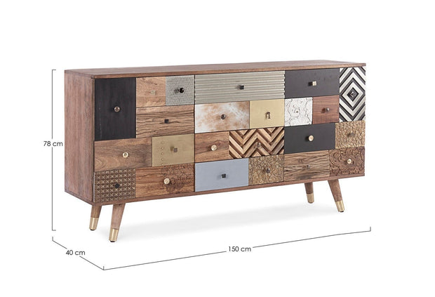 Bizzotto Credenza con 4 cassetti e 2 ante Dhaval Multicolore