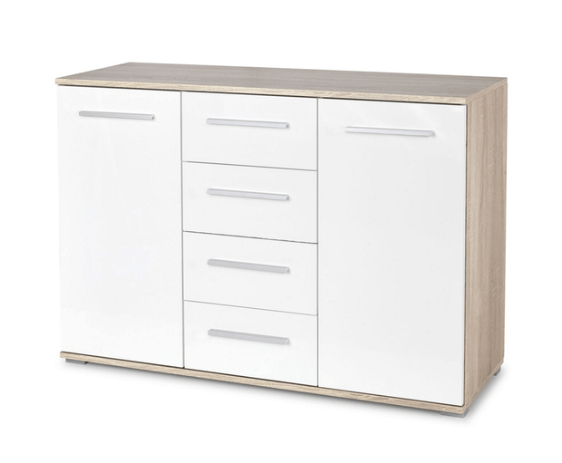 Halmar Credenza con 4 cassetti e 2 ante Liamis KM-4 Bianco