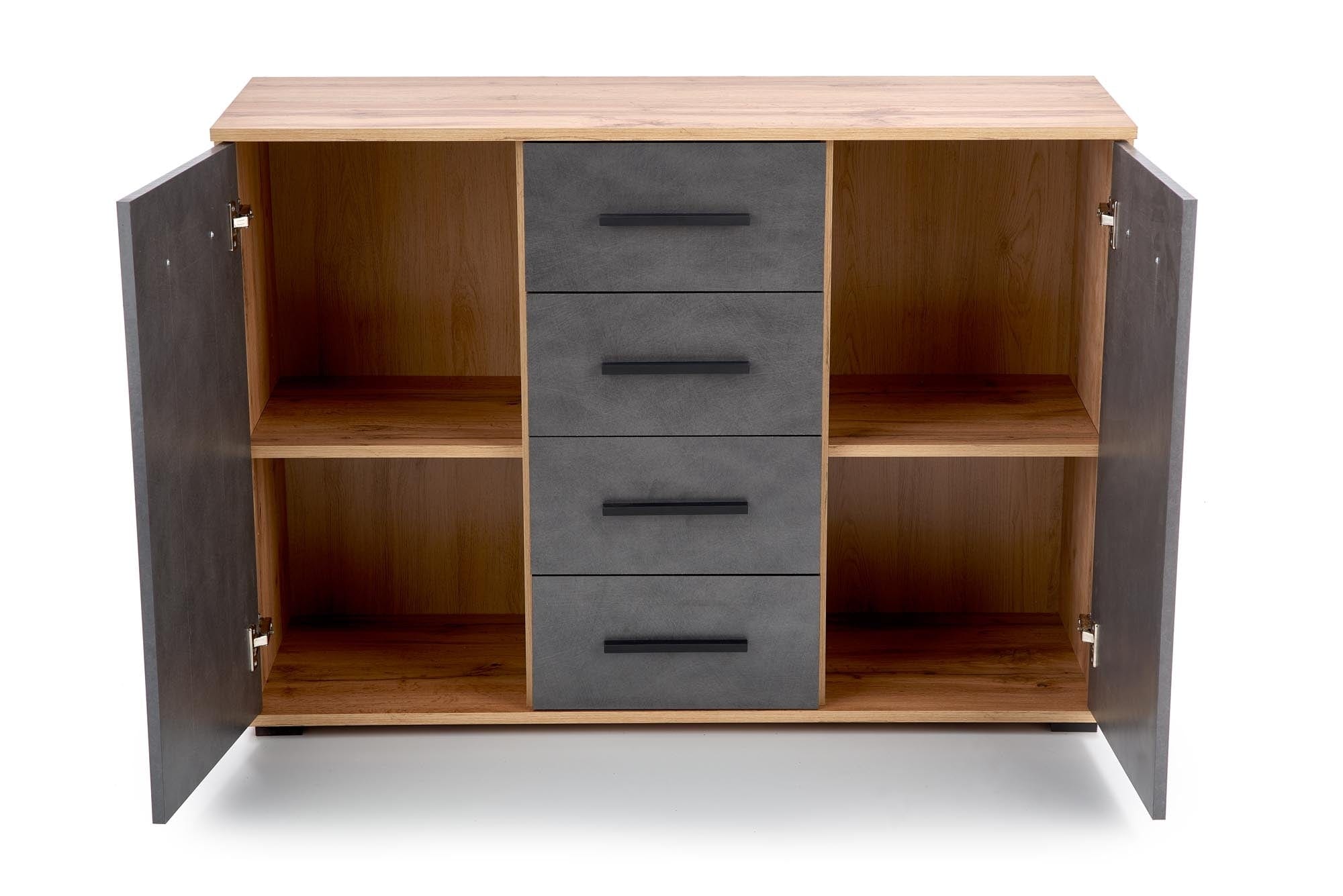 Halmar Credenza con 4 cassetti e 2 ante Liamis KM-4 Grigio