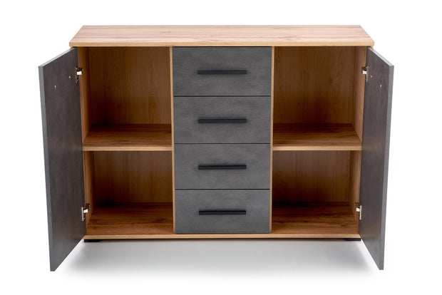 Halmar Credenza con 4 cassetti e 2 ante Liamis KM-4 Grigio