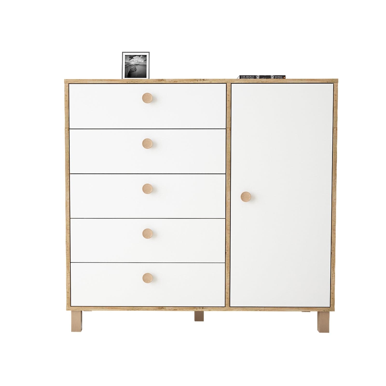 Asir Credenza con 5 cassetti e 1 anta Vilamo Alto VL83-217 Bianco