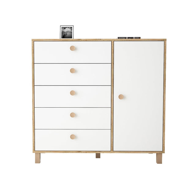Asir Credenza con 5 cassetti e 1 anta Vilamo Alto VL83-217 Bianco