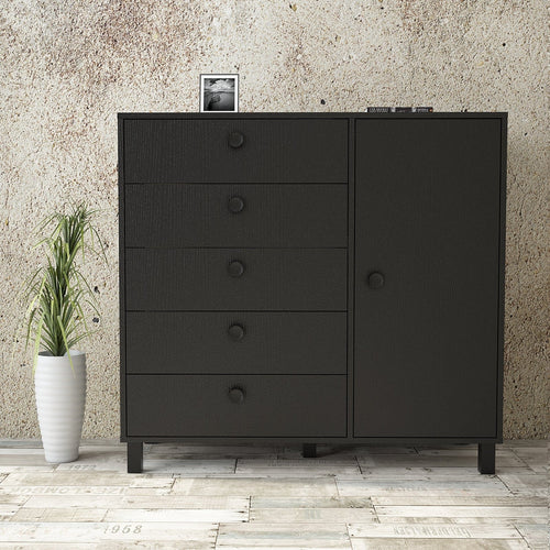 Asir Credenza con 5 cassetti e 1 anta Vilamo Alto VL83-338 Nero