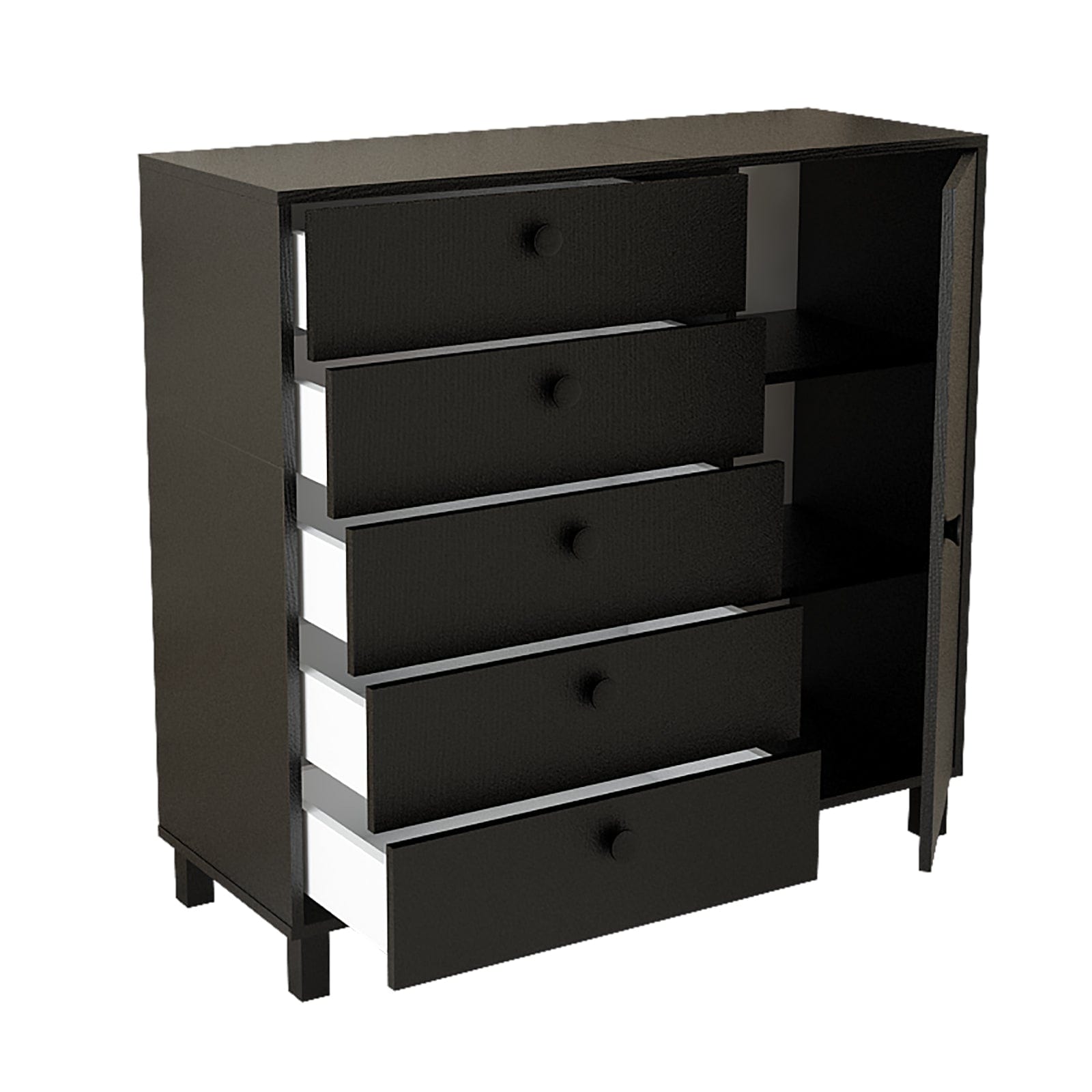 Asir Credenza con 5 cassetti e 1 anta Vilamo Alto VL83-338 Nero