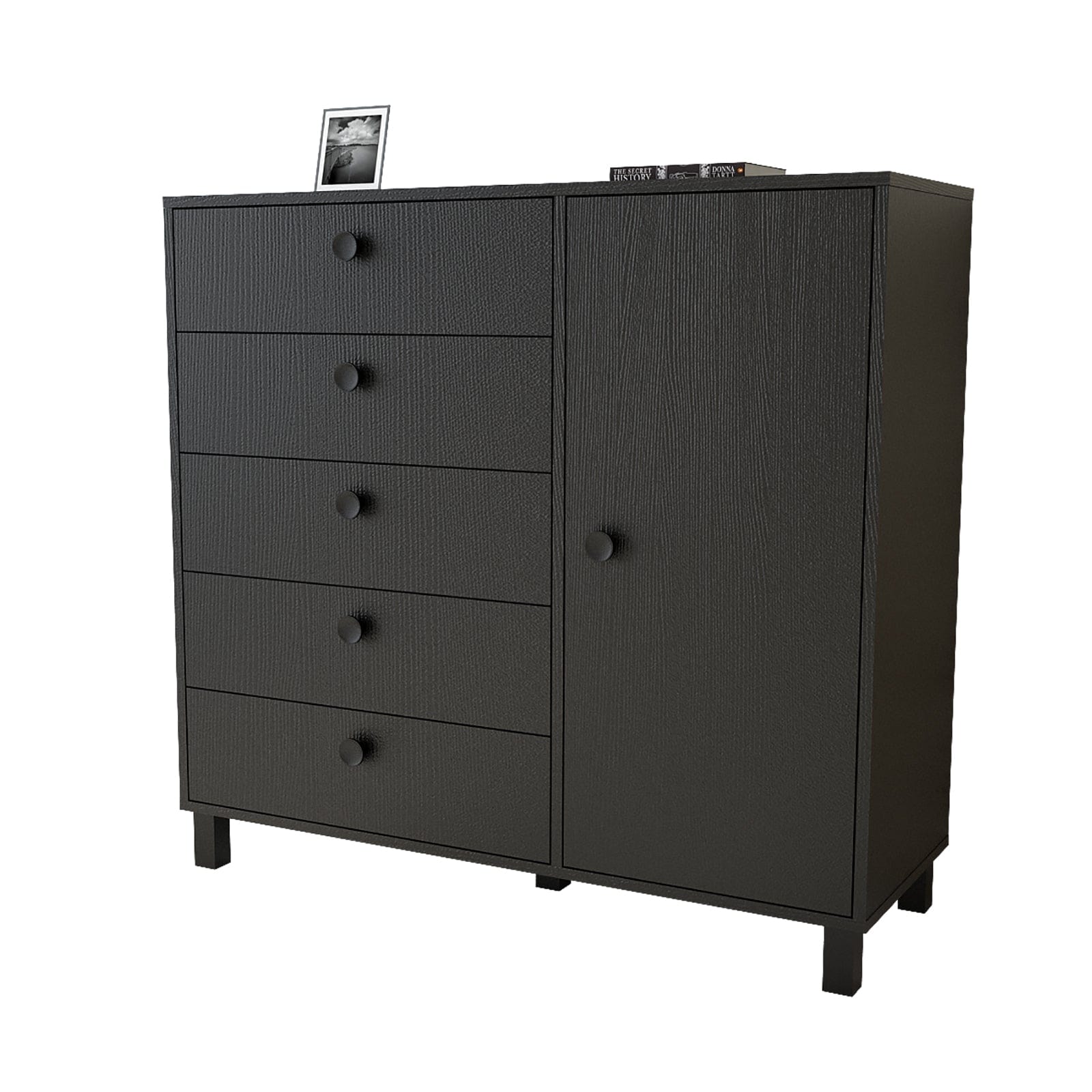 Asir Credenza con 5 cassetti e 1 anta Vilamo Alto VL83-338 Nero
