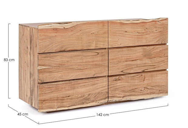 Bizzotto Credenza con 6 cassetti Aron Naturale