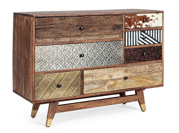 Bizzotto Credenza con 7 cassetti Dhaval Multicolore