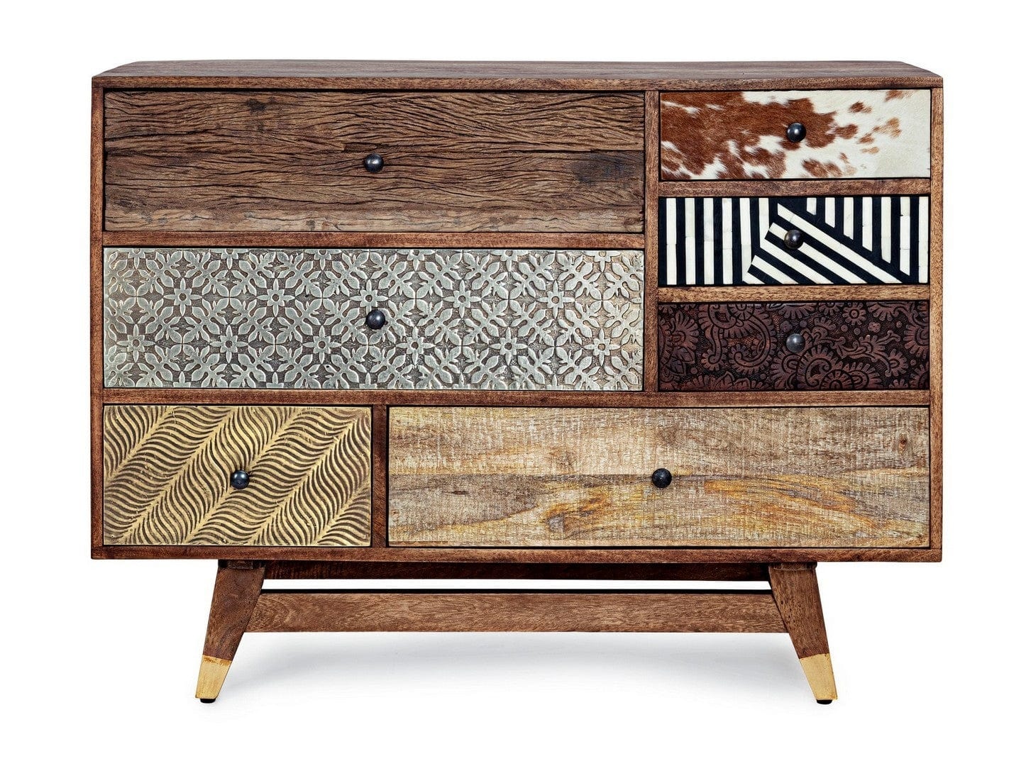 Bizzotto Credenza con 7 cassetti Dhaval Multicolore