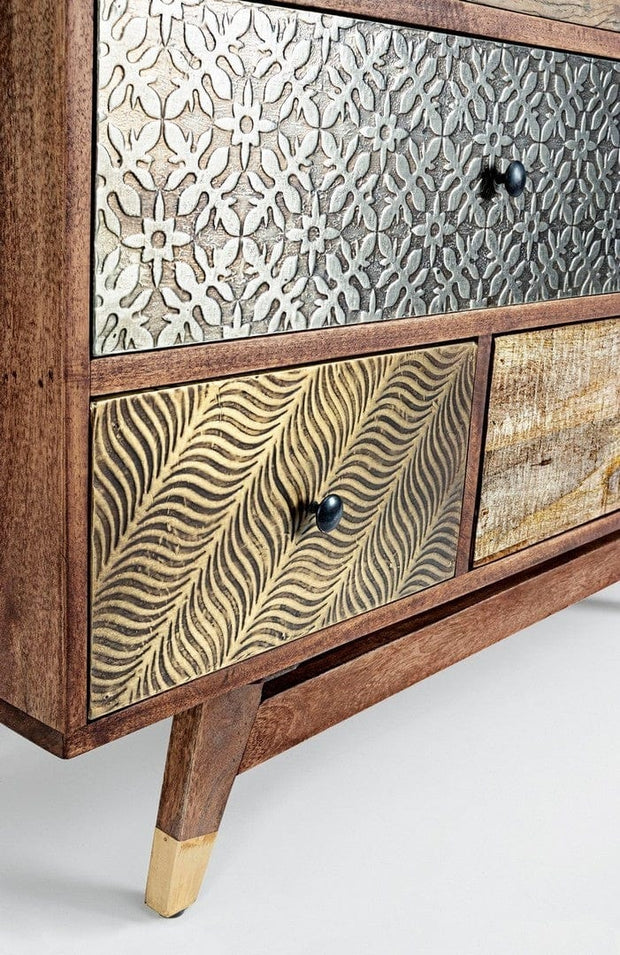 Bizzotto Credenza con 7 cassetti Dhaval Multicolore