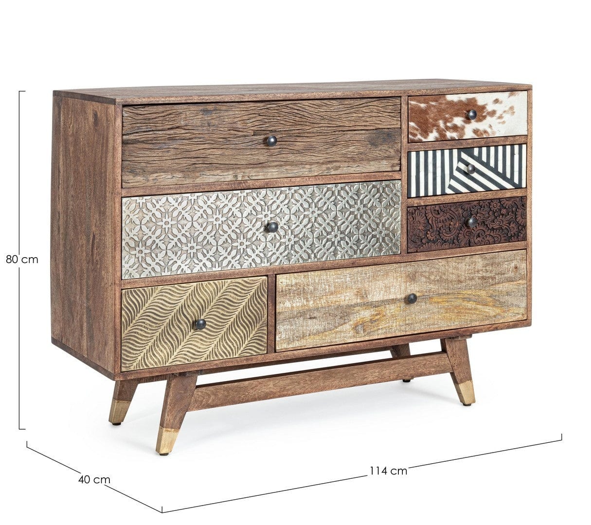 Bizzotto Credenza con 7 cassetti Dhaval Multicolore