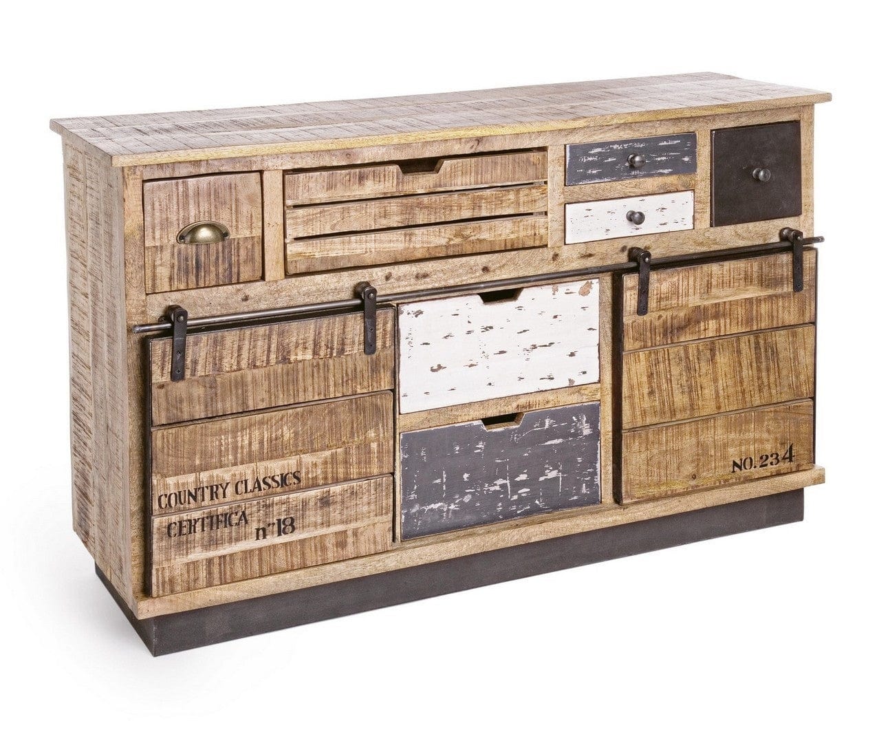 Bizzotto Credenza con 7 cassetti e 2 ante Tudor Naturale