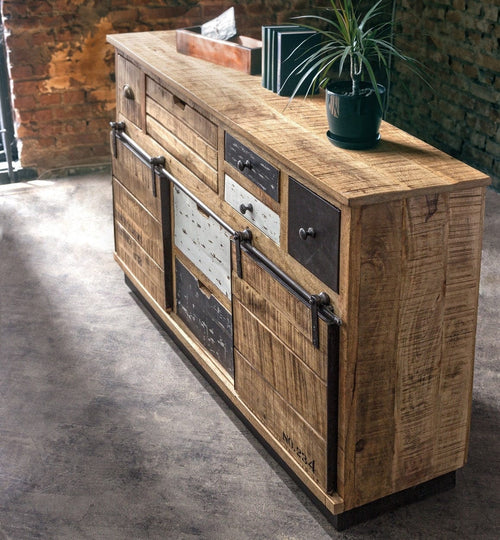 Bizzotto Credenza con 7 cassetti e 2 ante Tudor Naturale