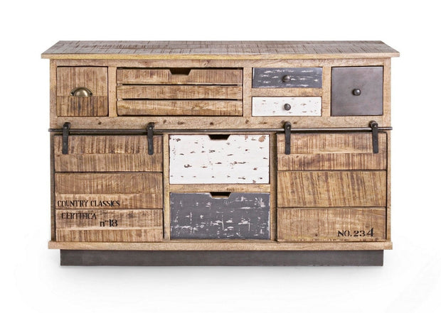 Bizzotto Credenza con 7 cassetti e 2 ante Tudor Naturale