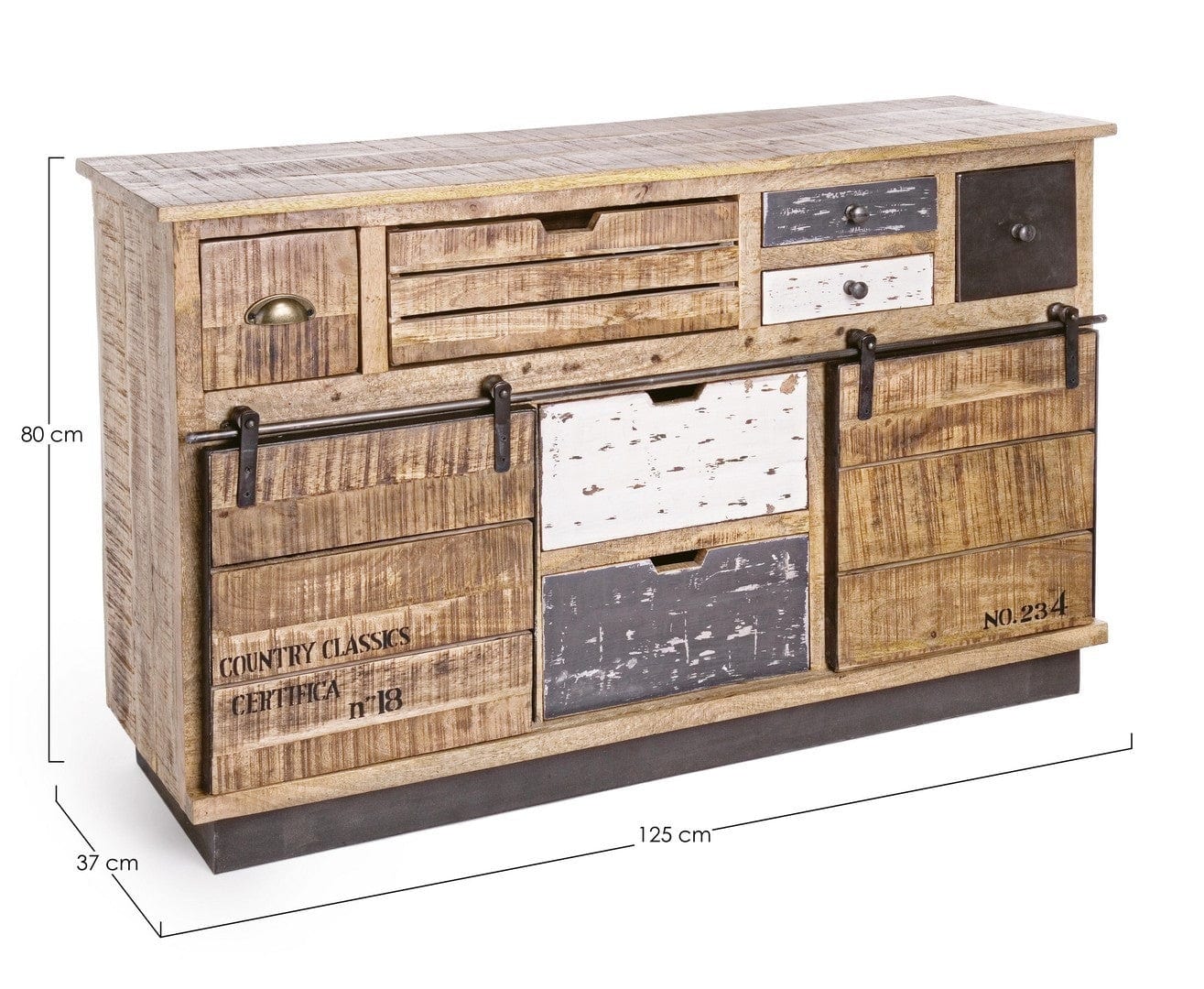 Bizzotto Credenza con 7 cassetti e 2 ante Tudor Naturale