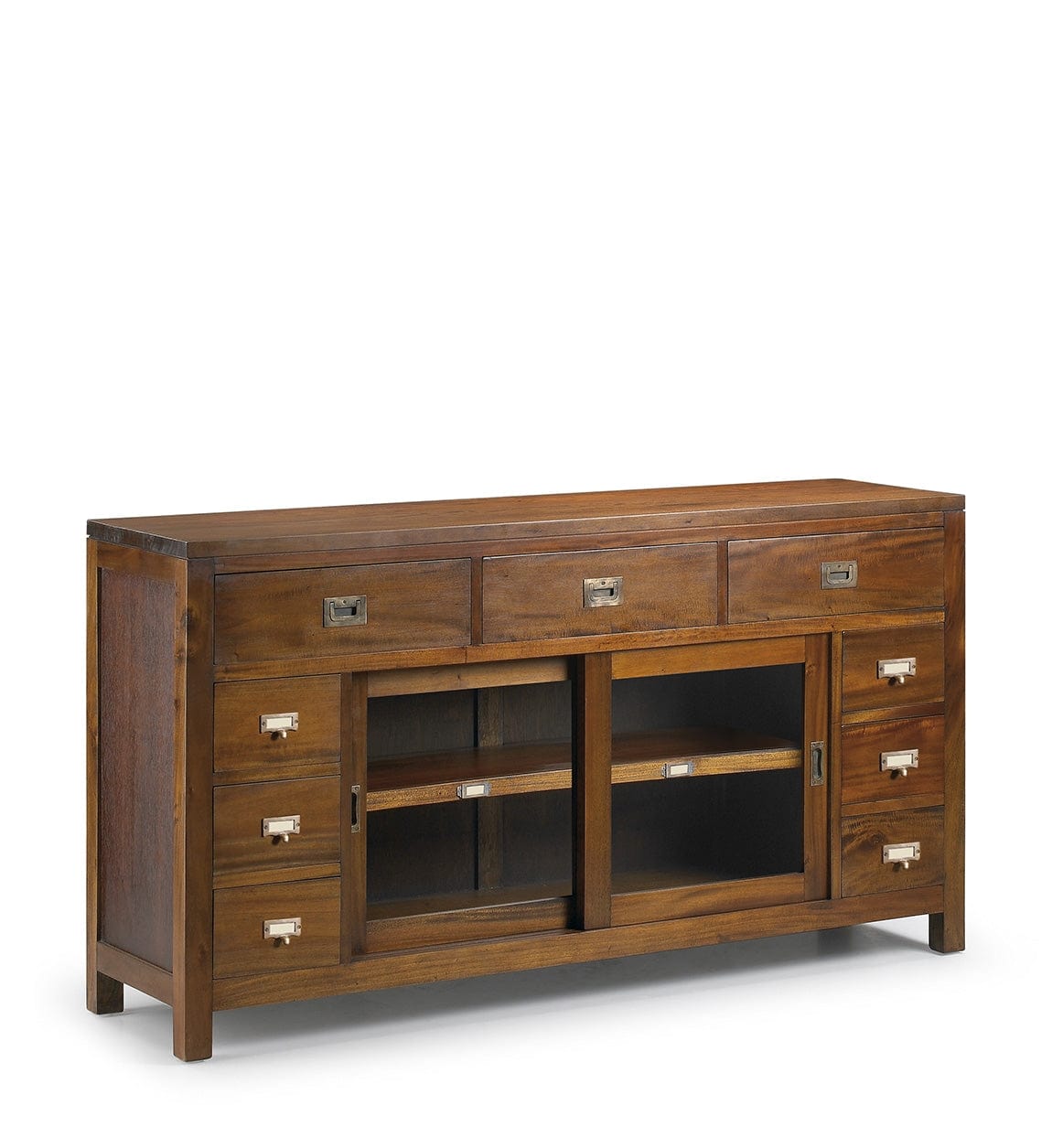 Moycor Credenza con 9 cassetti e 2 ante scorrevoli Flamingo Noce