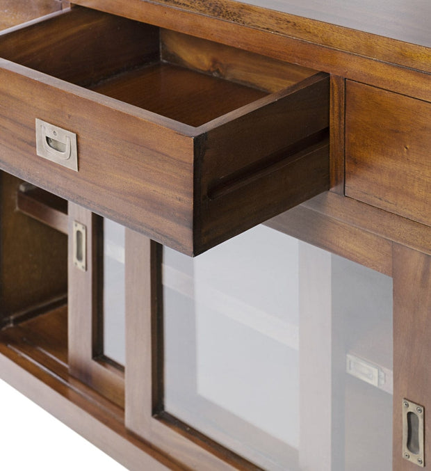Moycor Credenza con 9 cassetti e 2 ante scorrevoli Flamingo Noce