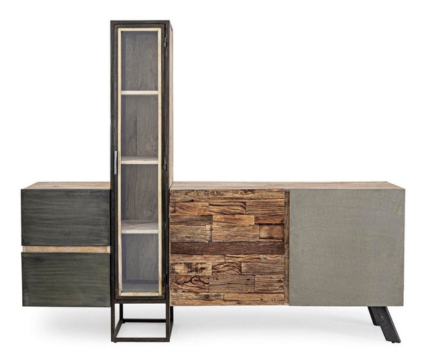Bizzotto Credenza con vetrina con 2 cassetti e 2 ante Manchester Naturale