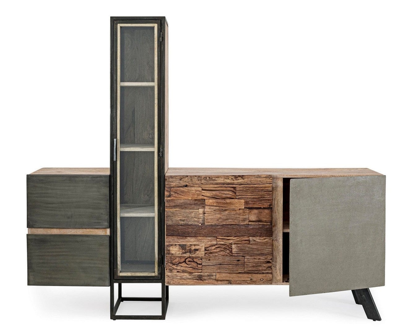 Bizzotto Credenza con vetrina con 2 cassetti e 2 ante Manchester Naturale