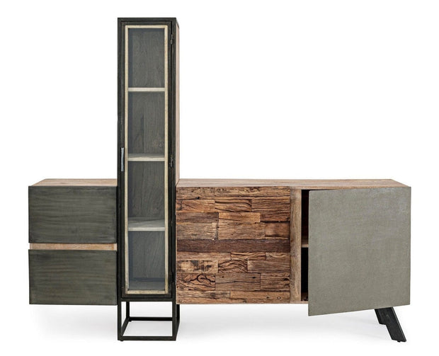 Bizzotto Credenza con vetrina con 2 cassetti e 2 ante Manchester Naturale