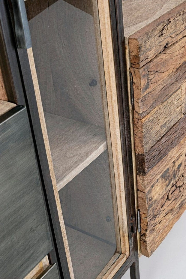 Bizzotto Credenza con vetrina con 2 cassetti e 2 ante Manchester Naturale