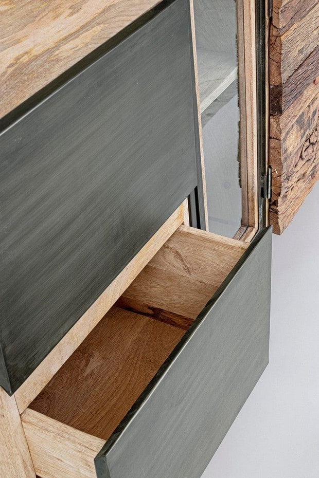 Bizzotto Credenza con vetrina con 2 cassetti e 2 ante Manchester Naturale