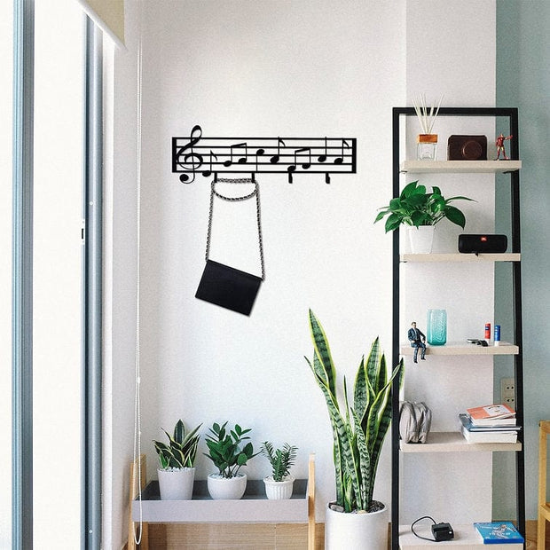 Asir Decorazione da parete con portachiavi Note Nero
