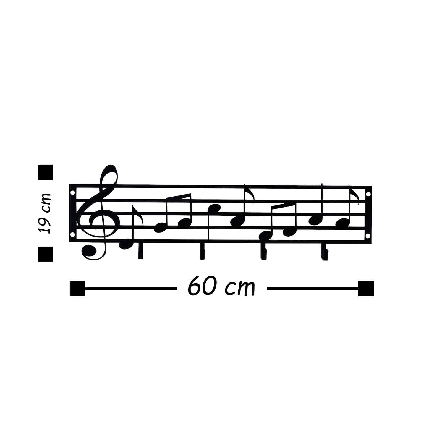 Asir Decorazione da parete con portachiavi Note Nero