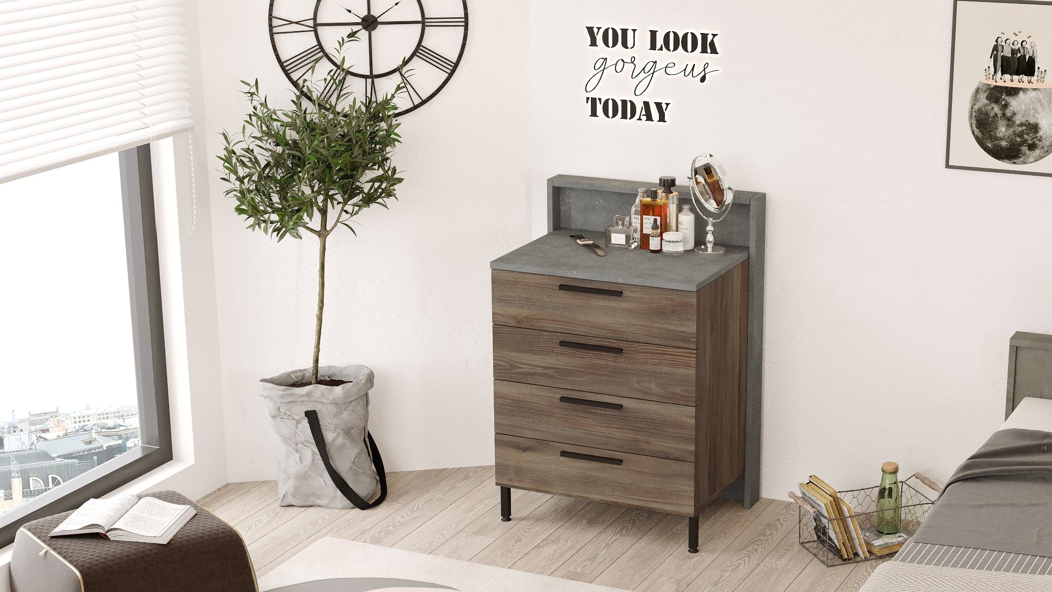 Asir Dispensa con 4 cassetti New Home HM6-CG Marrone