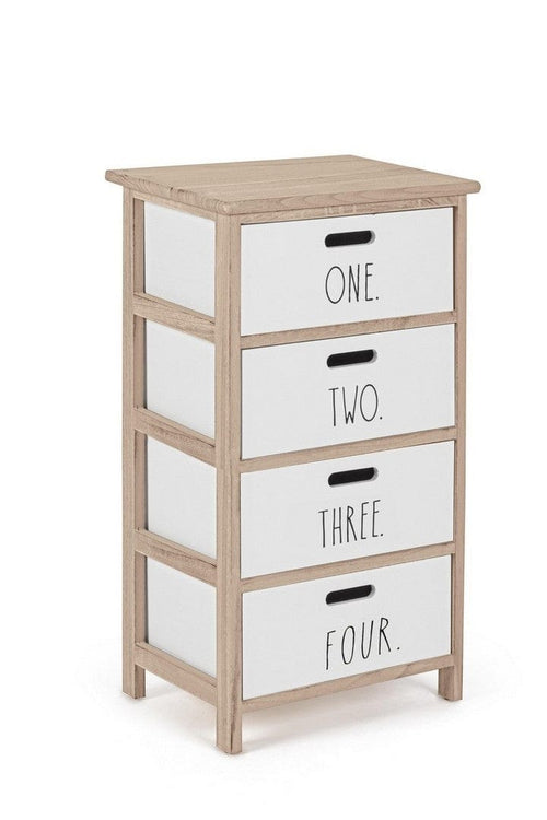Bizzotto Dispensa con 4 cassetti Numbers Bianco
