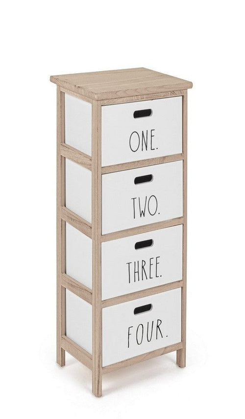 Bizzotto Dispensa con 4 cassetti Numbers Slim Bianco