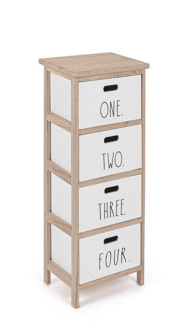 Bizzotto Dispensa con 4 cassetti Numbers Slim Bianco