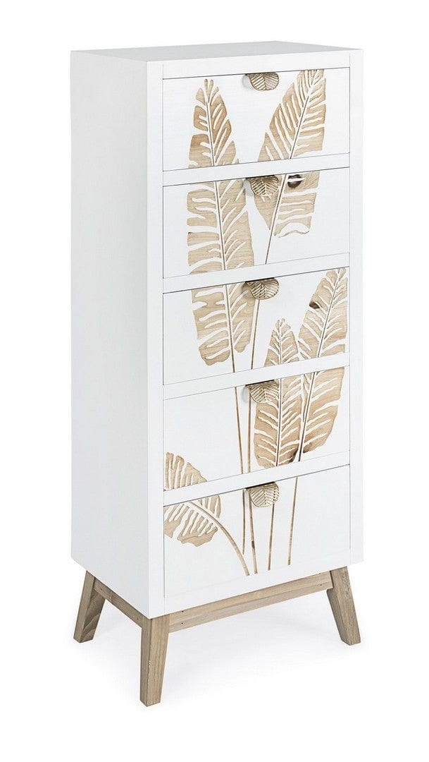 Bizzotto Dispensa con 5 cassetti Folium Bianco