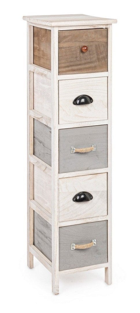 Bizzotto Dispensa con 5 cassetti Madyson Slim Avorio