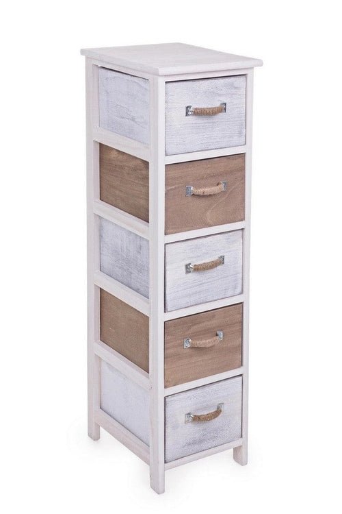 Bizzotto Dispensa con 5 cassetti Meredith Slim Avorio