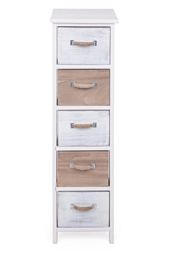 Bizzotto Dispensa con 5 cassetti Meredith Slim Avorio
