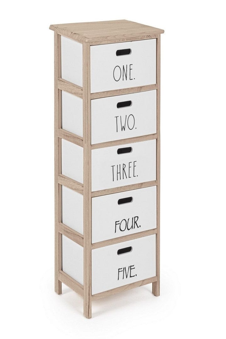 Bizzotto Dispensa con 5 cassetti Numbers Slim Bianco