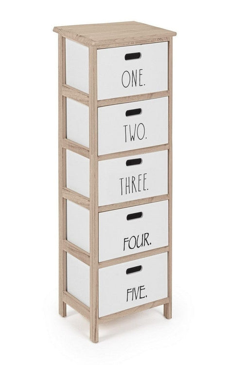 Bizzotto Dispensa con 5 cassetti Numbers Slim Bianco