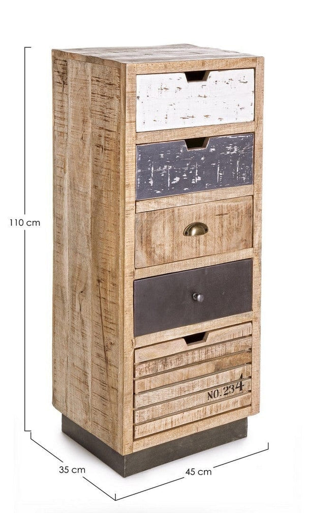 Bizzotto Dispensa con 5 cassetti Tudor Naturale