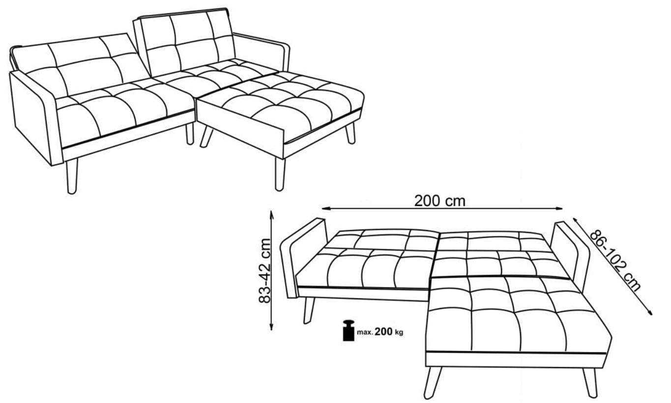 Halmar Divani Angolare Letto 3 posti in tessuto Cornelius Blu