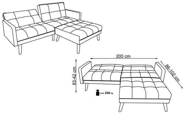 Halmar Divani Angolare Letto 3 posti in tessuto Cornelius Blu