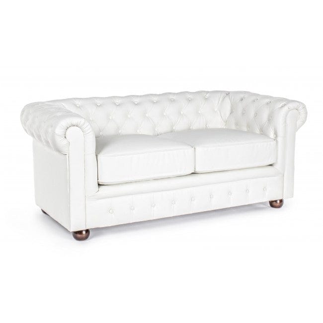 Bizzotto Divano 2 posti in ecopelle Chesterfield Bianco