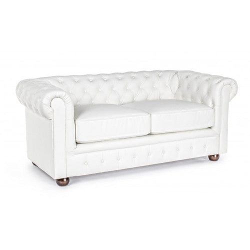 Bizzotto Divano 2 posti in ecopelle Chesterfield Bianco