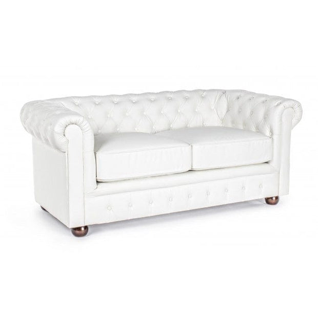 Bizzotto Divano 2 posti in ecopelle Chesterfield Bianco