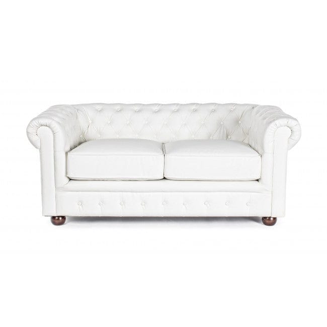 Bizzotto Divano 2 posti in ecopelle Chesterfield Bianco