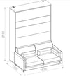 Lenart Divano 2 posti in tessuto BC18 Grigio, per Letto a Scomparsa Bed Concept Verticale, 140 x 200 cm