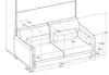 Lenart Divano 2 posti in tessuto BC18 Grigio, per Letto a Scomparsa Bed Concept Verticale, 140 x 200 cm