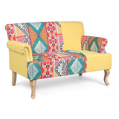 Bizzotto Divano 2 posti in tessuto Benjamin Patchwork Multicolore