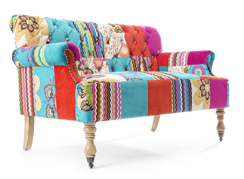 Bizzotto Divano 2 posti in tessuto Faustin Patchwork Multicolore