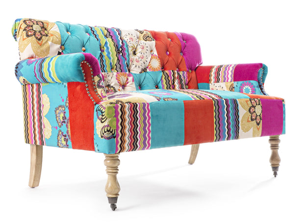 Bizzotto Divano 2 posti in tessuto Faustin Patchwork Multicolore