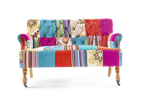 Bizzotto Divano 2 posti in tessuto Faustin Patchwork Multicolore